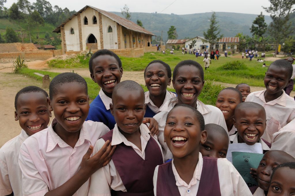 Group of children in Uganda benefitting from the work Compassion charity